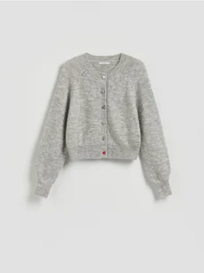 Reserved - Kardigan z ozdobnymi guzikami - jasnoszary - Swetry damskie - miniaturka - grafika 1