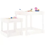 Place zabaw - Stoliki piaskownice, 2 szt., białe, lite drewno sosnowe Lumarko! - miniaturka - grafika 1