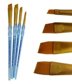 Pędzle - Zestaw pędzli ściętych 4 szt złoty taklon R&L - miniaturka - grafika 1