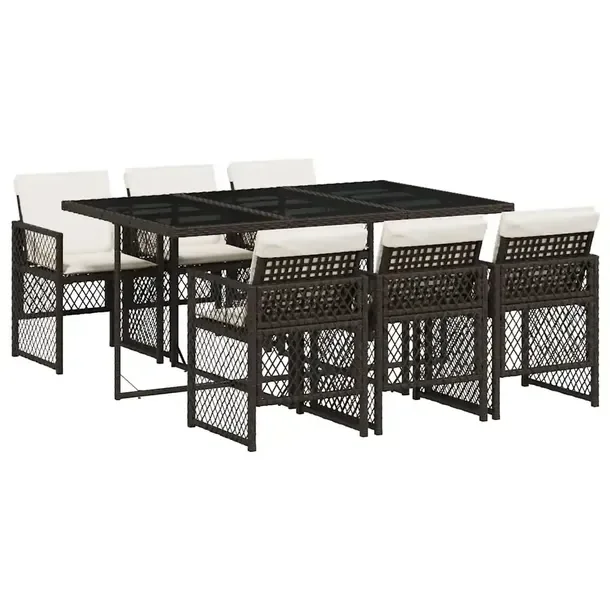 Zestaw Mebli Ogrodowych Rattan PE Brązowy, Stół 165x106x73 cm, Krzesła 50,5