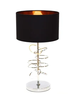 Lumina Deco MILARI elegancka lampa nocna chrom z czarnym abażurem styl glamour - Lampy stojące - miniaturka - grafika 1