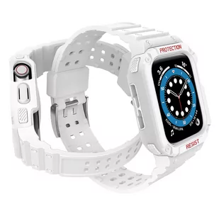 Protect Strap Band opaska z etui do Watch 7 / 6 / 5 / 4 / 3 / 2 / SE (41 / 40 / 38mm) obudowa pancerny pokrowiec na zegarek biały - Etui i futerały do telefonów - miniaturka - grafika 3