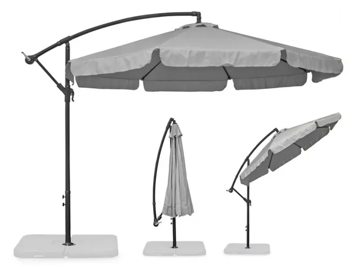 Parasol Ogrodowy DUŻY Składany 350cm SZARY + POKROWIEC Ochronny Osłona