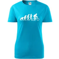 Koszulki i topy damskie - Damska Koszulka z Nadrukiem Rowerowa Ewolucja Rower Prezent dla Rowerzystki turkusowy XL - miniaturka - grafika 1