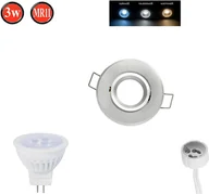 Żarówki LED - Reflektor wpuszczany Obrotowy 35° Ø60mm Otwór wiercony aluminium w komplecie Żarówka LED MR11 3W Neutralna biel 255lm Srebrny Szczotkowany Okrągły - miniaturka - grafika 1