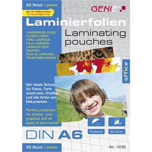 Genie 10783 folia do laminowania 25 szt. - Folie do laminatora - miniaturka - grafika 1