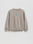 Bluzy dla chłopców - Reserved - Bawełniana bluza oversize - beżowy - miniaturka - grafika 1