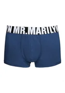 Majtki damskie - Bokserki męskie klasyczne z logowaną gumą niebieskie Letters Boxer Marilyn - MARILYN - miniaturka - grafika 1