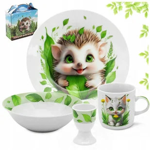 Zestaw Obiadowy Dla Dzieci 4el Porcelana Talerz Kubek Komplet Bella Fiore - Zestawy naczyń dla dzieci - miniaturka - grafika 1