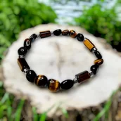 Bransolety męskie - Bransoletka Męska Czarny Turmalin i Tygrysie Oko Siła i Ochrona - miniaturka - grafika 1