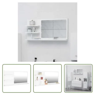 The Living Store Lustro łazienkowe białe 90x10,5x45 cm materiał drewnopodobny - Lustra - miniaturka - grafika 1