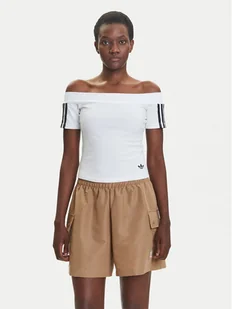 adidas Bluzka adicolor Bandeau JV9741 Biały Slim Fit - Bluzki damskie - miniaturka - grafika 1