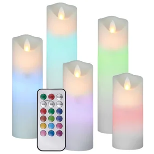 vidaXL Świece LED, elektryczne, z pilotem, 5 szt., kolorowe - Lampy pozostałe - miniaturka - grafika 3