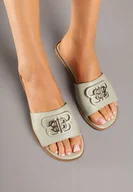 Klapki i japonki damskie - Zielone Klapki z Metaliczną Ozdobą Roniqia - miniaturka - grafika 1