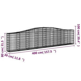 VIDAXL Kosze gabionowe, 2 szt, 400x30x80/100 cm, galwanizowane żelazo - Ogrodzenia - miniaturka - grafika 7
