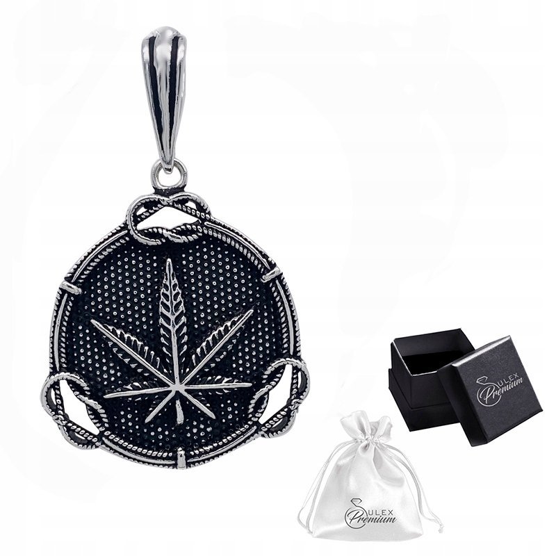 Zawieszka srebrna pr. 925 Wisiorek Marihuana LIŚĆ KONOPI