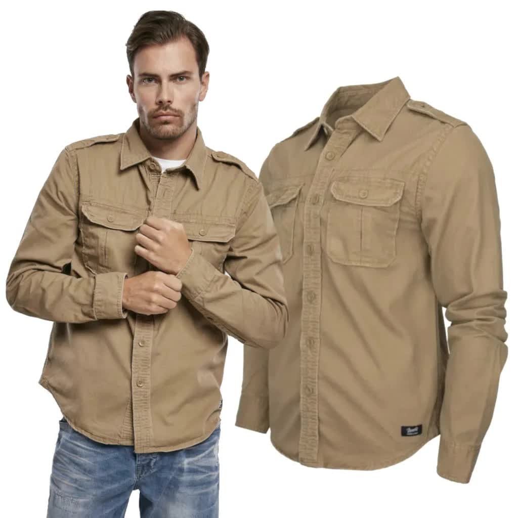 Koszula z długim rękawem BRANDIT Vintage Shirt - Piaskowa 3XL [3XL]