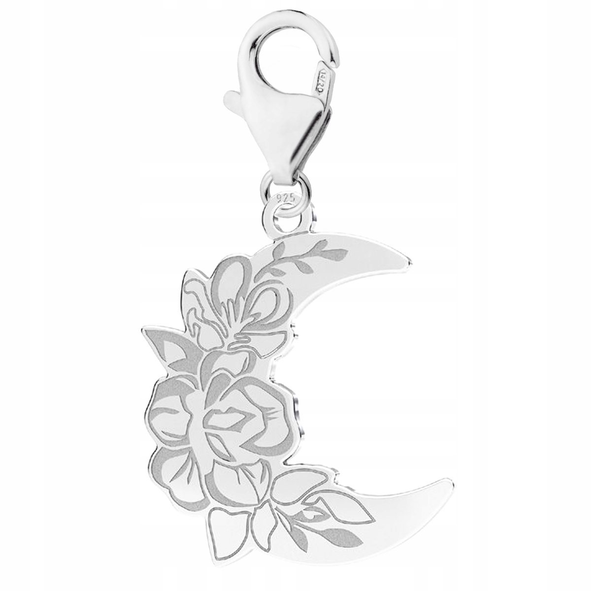 Zawieszka Srebrna z Księżycem Róża Noc Różany Księżyc Kwiaty SREBRO 925