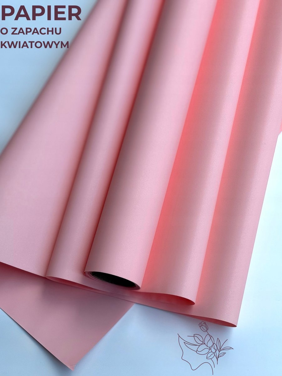 Papier florystyczny do pakowania satynowy 50cmX9m Jasnoróżowy