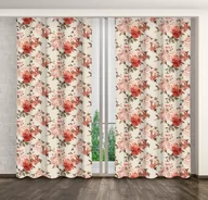 Zasłony - Zasłona Gotowa Na Żabki, 160X250, Kremowa W Kwiaty, Zmb-55 - miniaturka - grafika 1