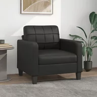 Sofy i kanapy - vidaXL Fotel, czarny, 60 cm, obity sztuczną skórą - miniaturka - grafika 1
