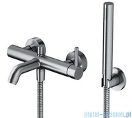 Baterie umywalkowe - Omnires Y Bateria wannowa z zestawem prysznicowym nikiel Y1231NI | - miniaturka - grafika 1