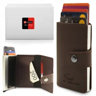 Portfele - Automatyczne ETUI na Karty Ochrona RFID Portfel Wysuwany Pako Jeans BRĄZOWY - miniaturka - grafika 1