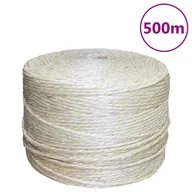 Pasmanteria - vidaXL Sznur, sizal 100%, 4 mm, 500 m - miniaturka - grafika 1