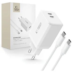 Ładowarka sieciowa TECH-PROTECT NC45W-GAN PD45W Biały - Ładowarki do telefonów - miniaturka - grafika 1