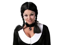 Halloween - Peruka z czarnymi warkoczykami - 1 szt. - miniaturka - grafika 1