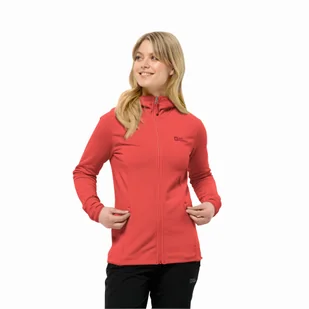 Damski polar z kapturem Jack Wolfskin BAISELBERG HOODED FZ W vibrant red - XS - Kurtki damskie - miniaturka - grafika 1