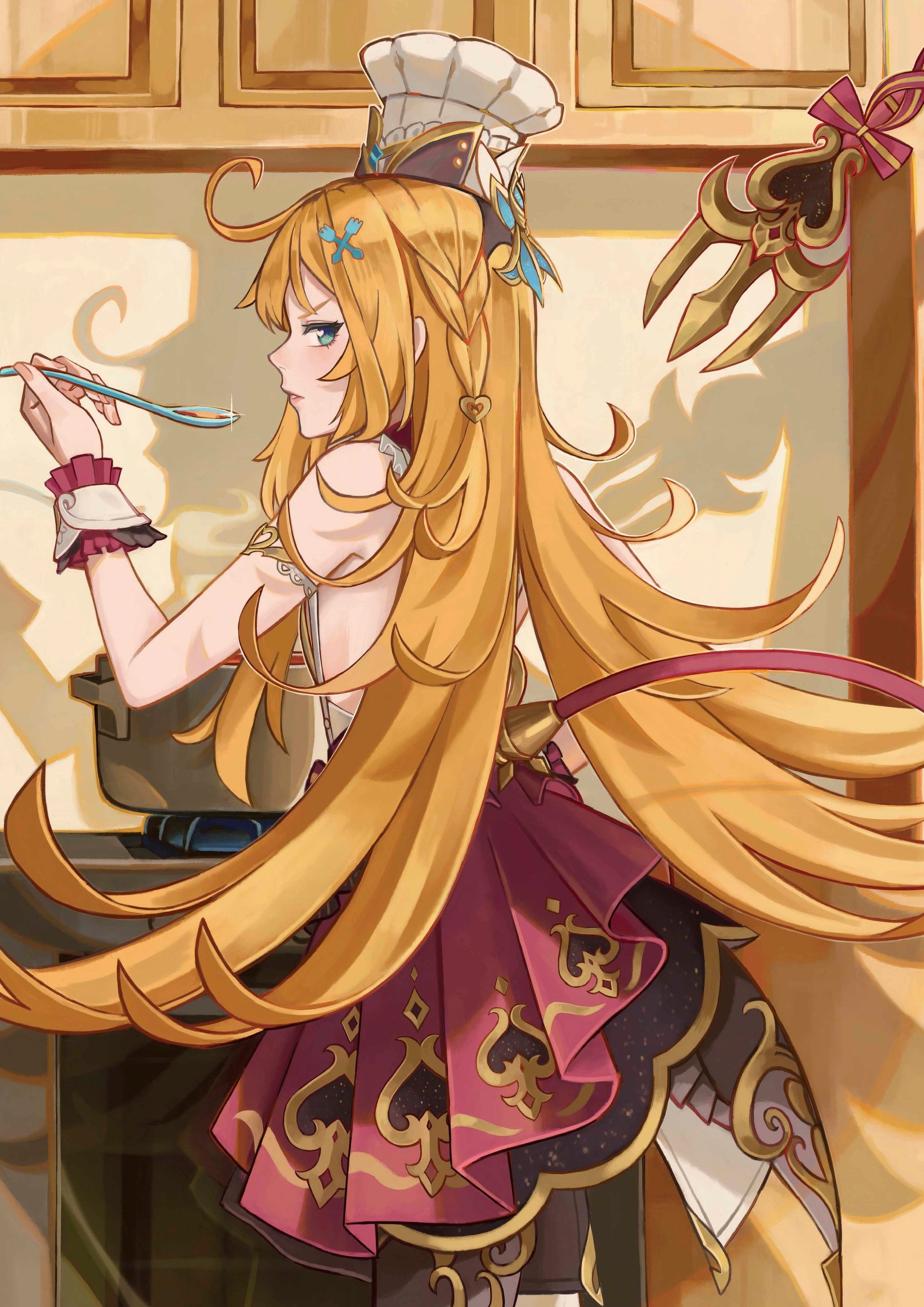 Plakat A3 Genshin Impact Anime Gra Escoffier