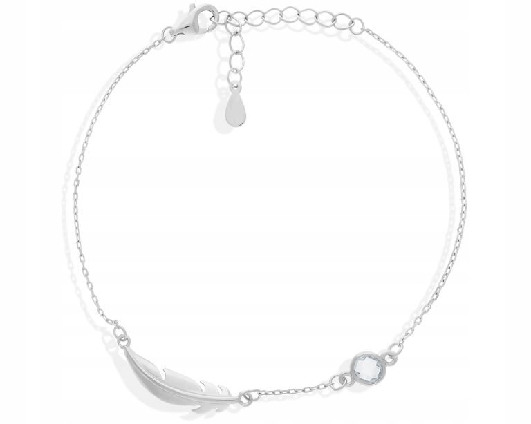 Bransoletka Srebrna Damska Piórko i Cyrkonia pr. 925