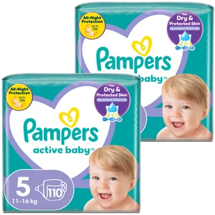 Zestaw Pampers Active Baby, pieluchy, rozmiar 5, 11-16 kg, 2 x 110 sztuk - Pieluchy - miniaturka - grafika 1