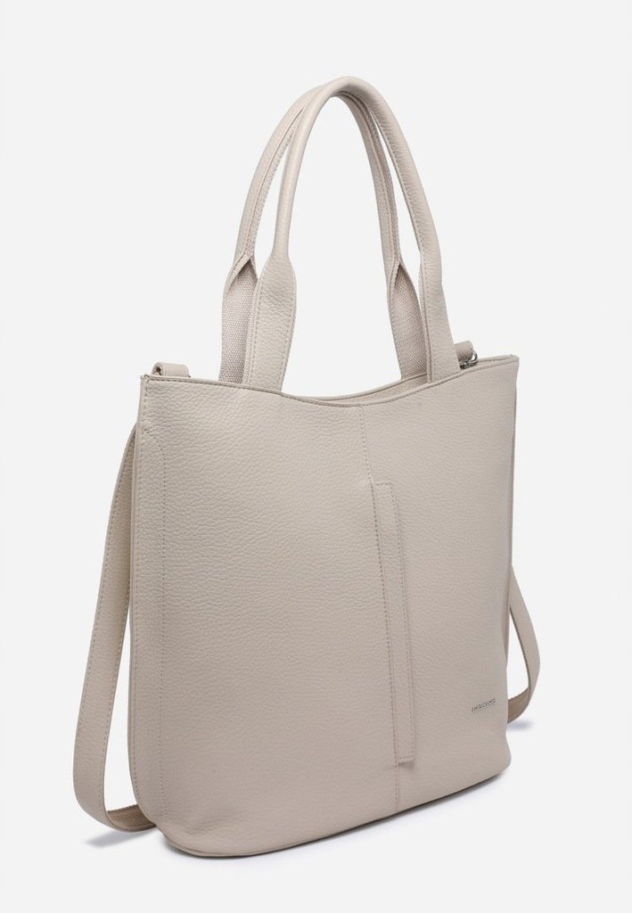Pojemna Elegancka Torebka Damska Beżowa Shopper LUIGISANTO