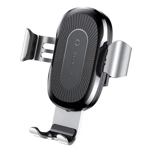 Baseus Wireless Charger Gravity uchwyt samochodowy na kratkę wentylacyjną + bezprzewodowa ładowarka Qi srebrny (WXYL-0S) - Ładowarki do telefonów - miniaturka - grafika 1