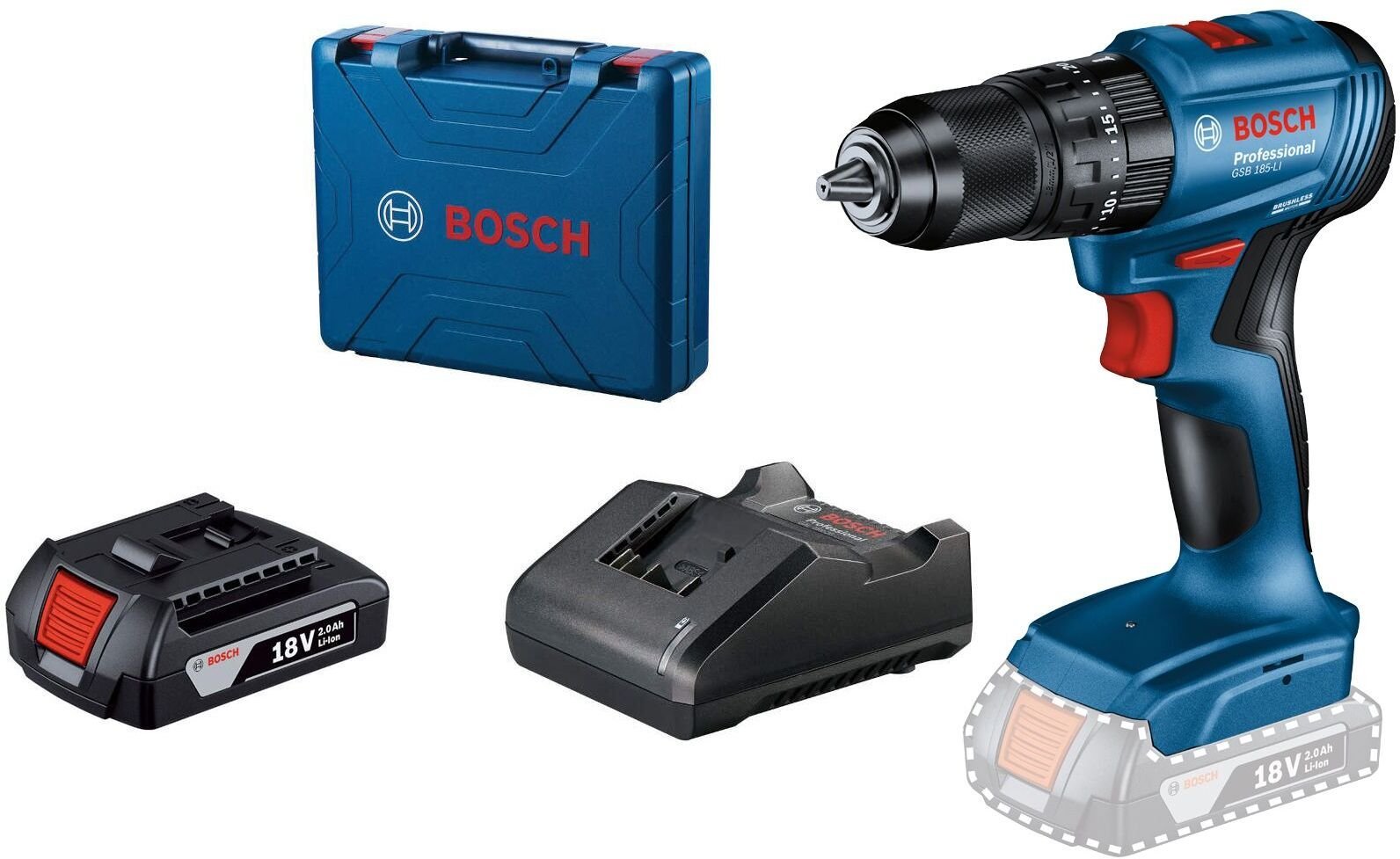 Bosch CORDLESS DRILL GSB-185 LI 18V 1X2.0AH
