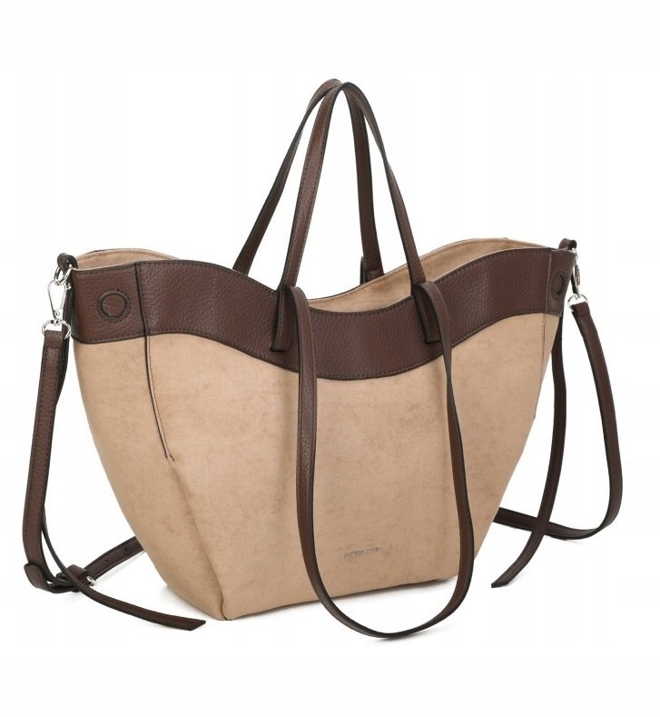Torebka Damska Shopper Duża Na Ramię Do Ręki Elegancka Beżowa LUIGISANTO