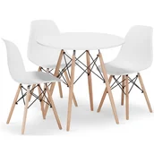 Stoły z krzesłami - Komplet Stół Biały 80 Cm Z 3 Krzesłami Do Kuchni C4-M78 - miniaturka - grafika 1