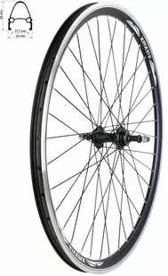 Koło tylne 27,5" obręcz stożkowa czarna, piasta aluminiowa czarna, łożyska maszynowe na nakrętki, szprychy czarne - Koła rowerowe - miniaturka - grafika 1