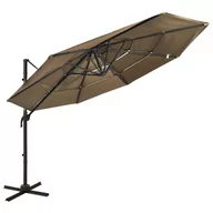 Parasole ogrodowe - vidaXL 4-poziomowy parasol na aluminiowym słupku, taupe, 3x3 m 313831 - miniaturka - grafika 1