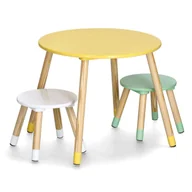 Zestawy mebli dla dzieci - Zestaw mebli dla dzieci z MDF i sosny, stolik + 2 krzesła - miniaturka - grafika 1