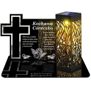 ZNICZ SOLARNY LED WIECZNY PODSTAWKA NA CMENTARZ GRÓB lampka Krzyż 3D DLA CÓRKI - Lampiony i znicze - miniaturka - grafika 1
