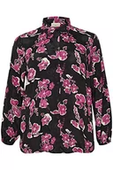 Koszule damskie - Kaffe Curve Plus Size Damska koszula Button Up Regular Fit Printed Długie rękawy, Fuksja Czerwony Kwiat Nadruk, 44/du?y rozmiar - miniaturka - grafika 1