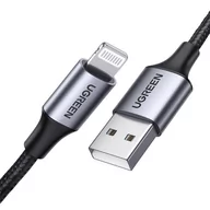 Kable USB - Kabel Lightning do USB UGREEN 2.4A US199, 1.5m (czarny) - miniaturka - grafika 1