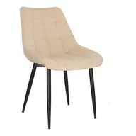 Krzesła - Krzesło Poly velvet beżowe czarne nogi - miniaturka - grafika 1