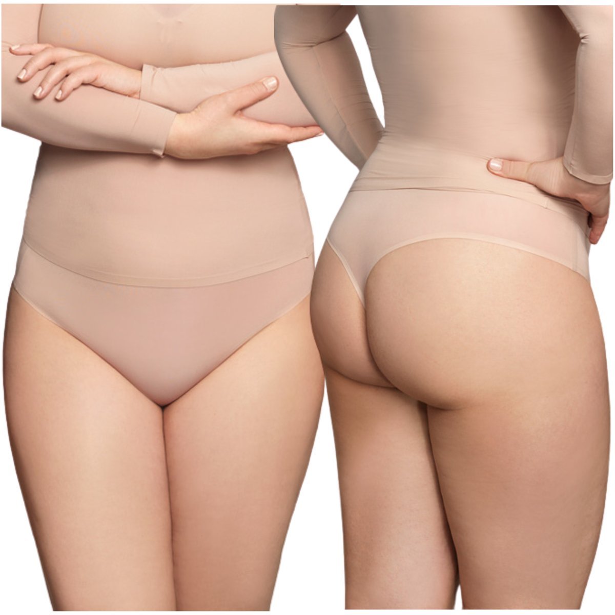 Majtki CORIN Kylie 33770 stringi z wysokim stanem one size beż - UNIWERSALNY