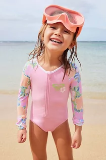 Stroje kąpielowe dla dziewczynek - Roxy jednoczęściowy strój kąpielowy dziecięcy TINY FLOWERNE kolor różowy - grafika 1