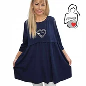 Bluzki damskie - TUNIKA BLUZKA SERCE BAWEŁNA sukienka luźna ciążowa dla mamy 50 52 5XL 3096 - miniaturka - grafika 1