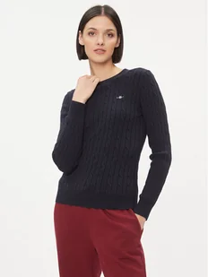 Gant Sweter 4800100 Granatowy Slim Fit - Swetry damskie - miniaturka - grafika 1